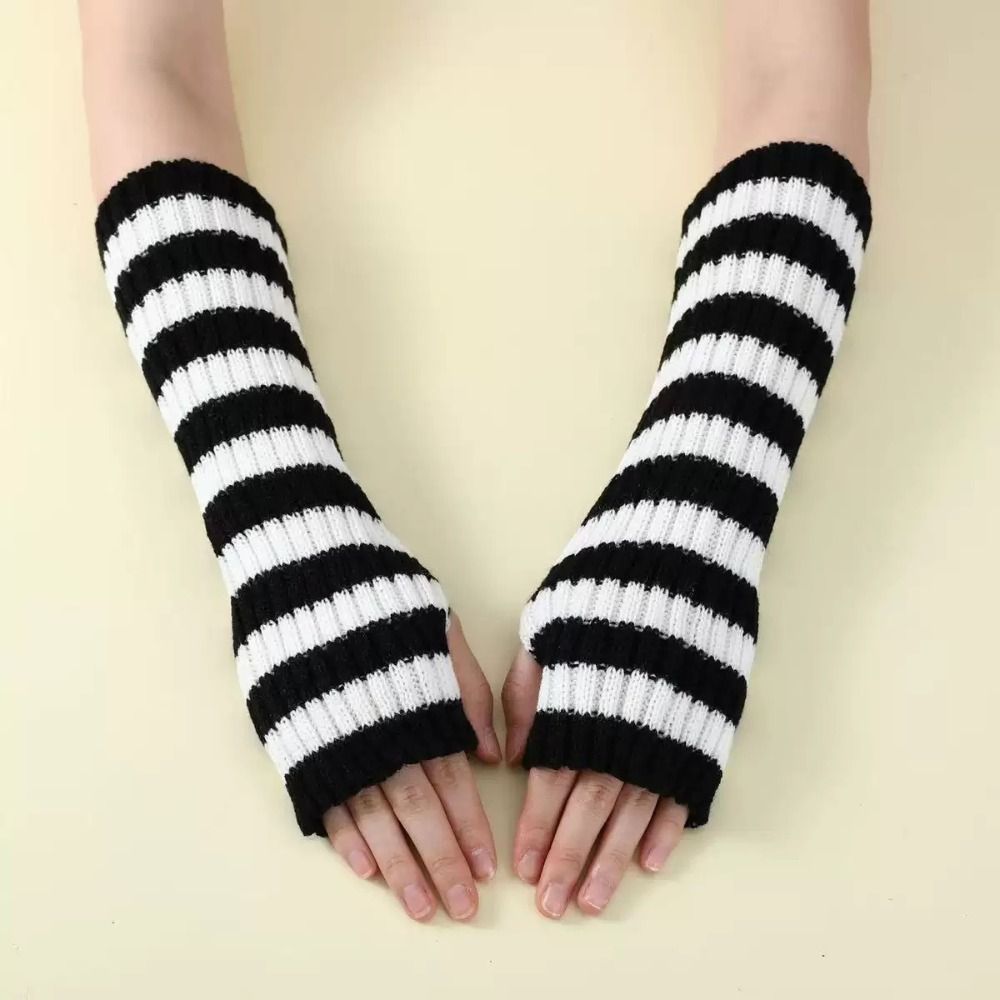 Streetwear Y2K Gestreifte Gest – Fingerless Glove Knit Bewertung und Preis