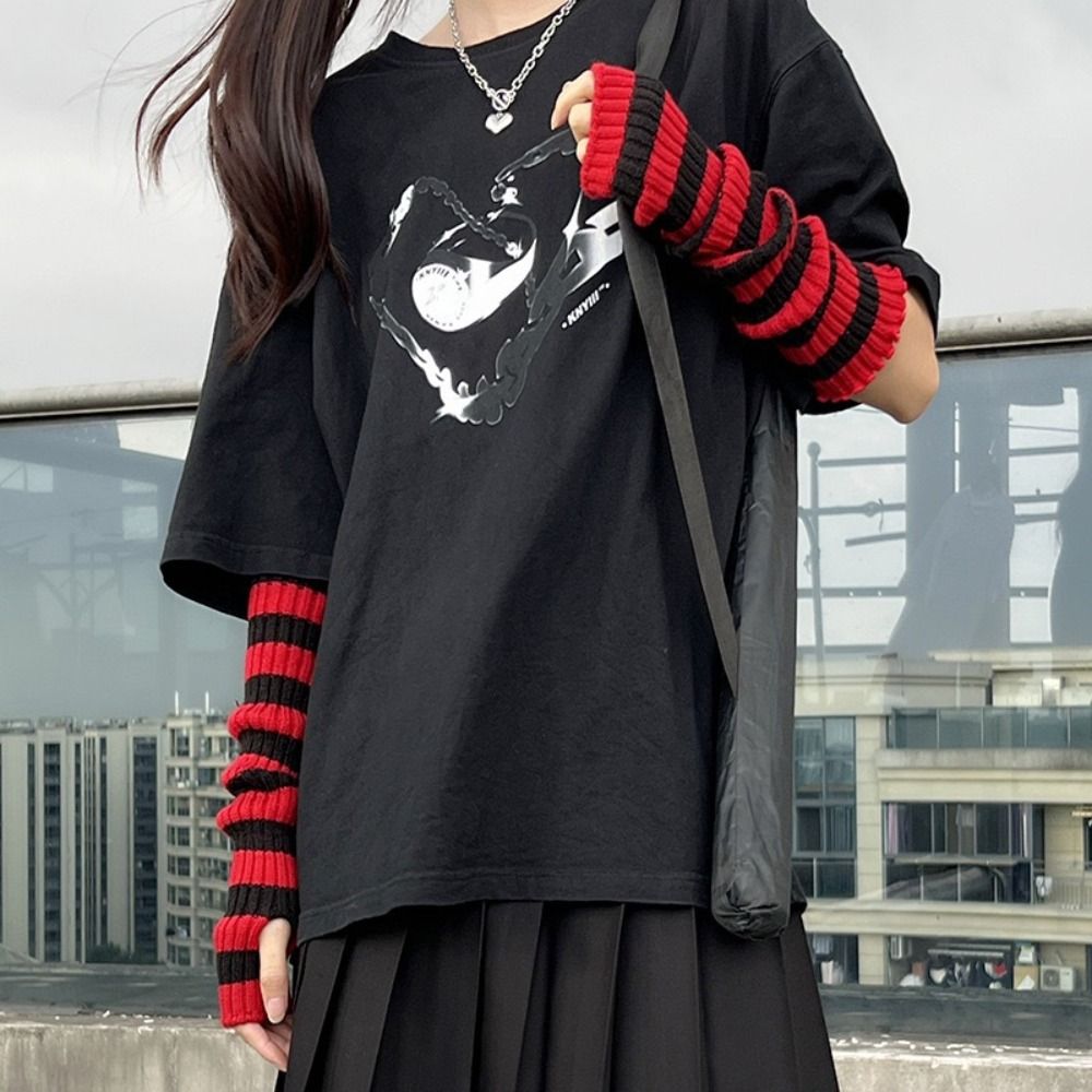 Streetwear Y2K Gestreifte Gest – Fingerless Glove Knit Bewertung und Preis