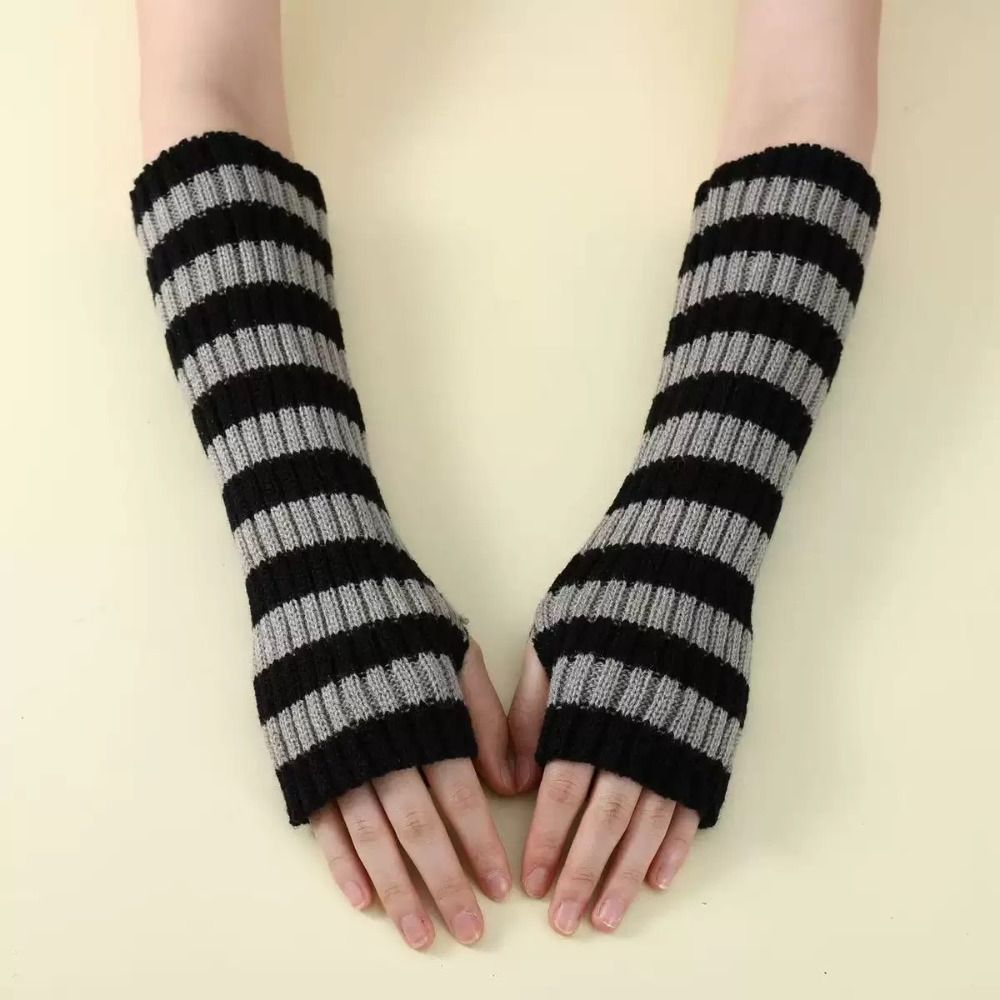 Streetwear Y2K Gestreifte Gest – Fingerless Glove Knit Bewertung und Preis